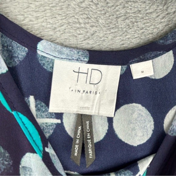 Anthropologie HD In Paris Top Women Medium Moon Phase Peasant 100% Silk - Picture 3 of 14